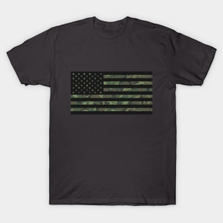 US Flag - Woodland Black T-Shirt